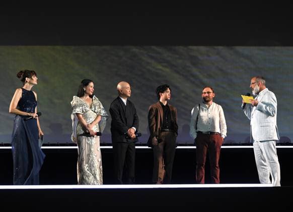 Locarno,Swiss Locarno Film Festival 2025 Photocall and red carper present Rosemead film Piazza Grande In the photo:Lucy Liu Career Achievement Award, Eric Lin director,producer,Lawrence Shou actor,Giona Nazzaro director artist Locarno film Festival  Copyright: xNickxZonnax xipa-agency.netx xNickxZonnax IPA_Agency_IPA62448062