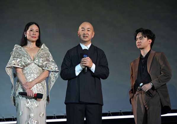 Locarno,Swiss Locarno Film Festival 2025 Photocall and red carper present Rosemead film Piazza Grande In the photo:Lucy Liu Career Achievement Award, Eric Lin director,producer,Lawrence Shou actor  Copyright: xNickxZonnax xipa-agency.netx xNickxZonnax IPA_Agency_IPA62448076