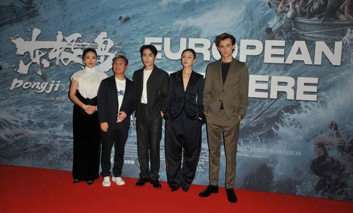Dongji Rescue European film premiere, London (L to R) Liang Jing, Fei Zhen Xiang, Zhu Yilong, Ni Ni and William Franklyn-Miller at the Dongji Rescue European film premiere, Odeon Luxe Leicester Square, Leicester Square, on Friday 15 August 2025 in London, England, UK. CAP CAN CAN London UK Great Britain Copyright: xCanxNguyen CapitalxPicturesx