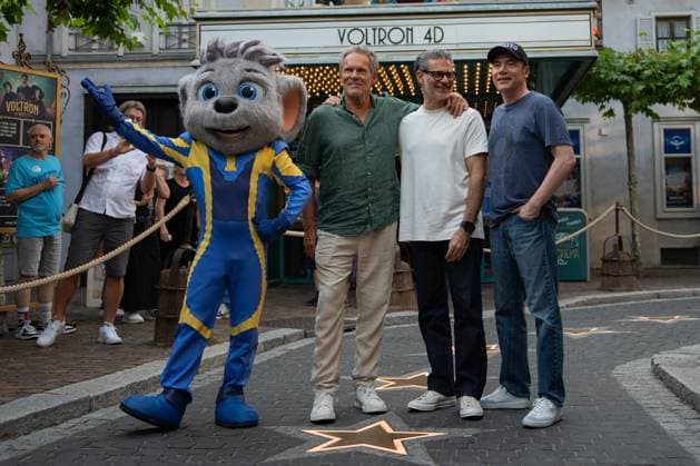 Cinema premiere, Manitous Canoe, Michael Bully Herbig, Rick Kavanian, Christian Tramitz, film premiere, Europa Park, Voltron 4D, red carpet, film launch, comedy, western parody, Bullyparade, actor, director, screenwriter, press event, summer vacatio Copyright: xFINLEYxMÖRCHx