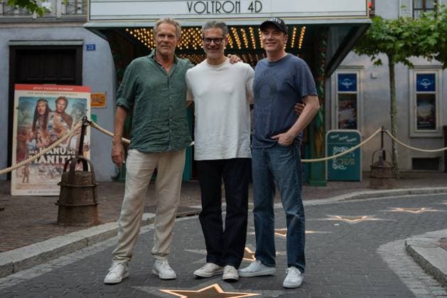Cinema premiere, Manitous Canoe, Michael Bully Herbig, Rick Kavanian, Christian Tramitz, film premiere, Europa Park, Voltron 4D, red carpet, film launch, comedy, western parody, Bullyparade, actor, director, screenwriter, press event, summer vacatio Copyright: xFINLEYxMÖRCHx