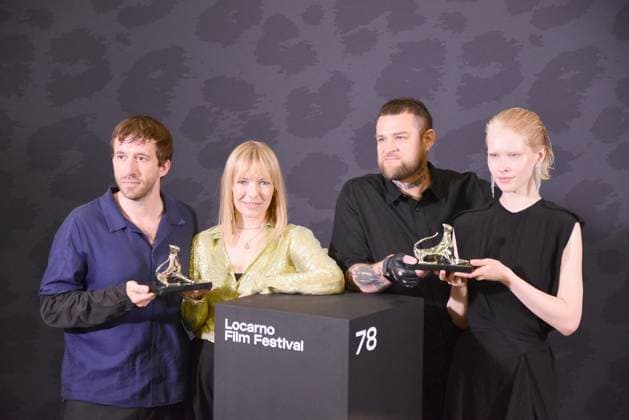 Elsa Kremser and Levin Peter and team, winners of the film White Snail in the Special Jury Prize Cities of Ascona and Losone section during the photocall of the 78th Locarno Film Festival on August 16, 2025 in Locarno, Switzerland Romain Doucelin Bestimage Locarno Suisse  Copyright: xRomainxDoucelinx xBestimagexRomainxDoucelinx xBestimagex