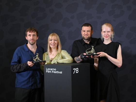 : Locarno, Swiss Locarno Film Festival 2025 Photocall Award Ceremony Locarno78 photocall with winners of Locarno78 In the photo: Whe Snat by Eisa Kremse, Levn Peter by WHITE SNAIL Special Jury Prize Municipalities of Ascona and Losone Leopard International Competition Marya Imbro and Mikhail Senkov by WHITE SNAIL Leopard for best performance International Competition  - ZUMAp169 20250816_zea_p169_197 Copyright: xNickxZonnax
