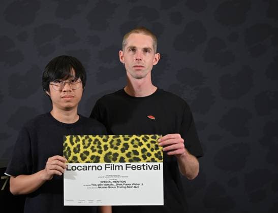 Locarno, Switzerland: Locarno, Swiss Locarno Film Festival 2025 Photocall Award Ceremony Locarno78 photocall with Locarno78 winners In the photo: Nicolas Graux, Tr??ng Minh QuÃ½ by TOC, GI?Y VÃÄ NU?C¦ (HAIR, PAPER, WATER¦) Special Mentions Pardo Verde Locarno Switzerland  - ZUMAp169 20250816_zea_p169_220 Copyright: xNickxZonnax