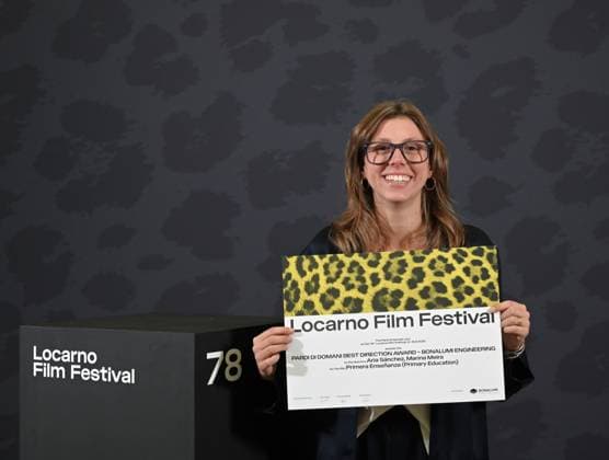 Locarno, Switzerland: Locarno, Swiss Locarno Film Festival 2025 Photocall Award Ceremony Locarno78 photocall with winners of Locarno78 In the photo: Julia MarcÃ² producer by PRIMERA ENSENANZA (PRIMARY EDUCATION) Best Director Award Pardi di Domani Locarno Switzerland  - ZUMAp169 20250816_zea_p169_246 Copyright: xNickxZonnax