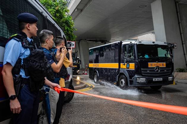 Closing arguments of Jimmy Lai’s national security trial in Hong Kong - Day 2 HONG KONG, CHINA - AUGUST 18: A prison van carrying Jimmy Lai arrives at the West Kowloon Magistrates Courts for the closing arguments in his national security trial, in Hong Kong, China, 18 August 2025. Last Friday, Jimmy Lai’s request to be excused from attending the hearings on health grounds was rejected by the judges. Lai is now required to appear in court while taking prescribed medication and wearing a 24-hour heart monitoring device throughout the proceedings. Man Hei Leung Anadolu Hong Kong China. Editorial use only. Please get in touch for any other usage.  Copyright: x2025xAnadoluxManxHeixLeungx