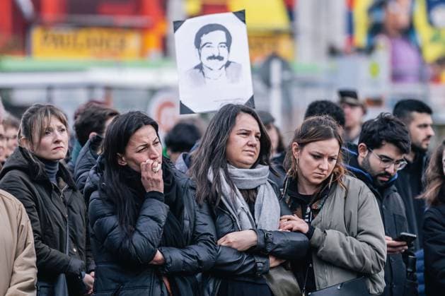 18th death anniversary of the NSU s Turkish victim in Dortmund DORTMUND, GERMANY - APRIL 04: People, holding portraits and banners, gather to pay tribute to Mehmet Kubasik and the victims of the NSU attacks on April 04, 2024 in Dortmund, Germany. On April 4th 2006, kiosk vendor Mehmet Kubasik, a German citizen of Turkish origin, was killed by Neo-Nazi group National Socialist Underground members in his shop in Dortmund. This was one of a series of attacks done by the NSU group which took place between 2000 and 2007. The Turks were the main target of these attacks which resulted in the killing of 8 Turks, a Greek and a German policewoman. Germany World. Editorial use only. Please get in touch for any other usage.  Copyright: x2025xAnadoluxHeshamxElsherifx