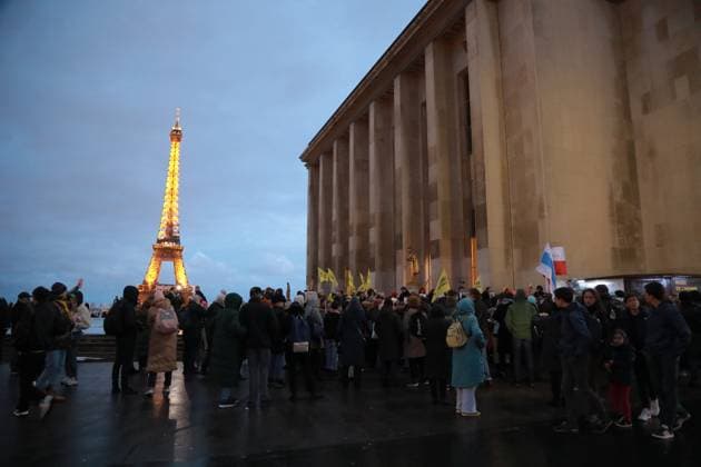 Protest for Russian opposition figure Alexey Navalny in Paris PARIS, FRANCE - FEBRUARY 22: Supporters of Russian opposition figure Alexey Navalny gather during a commemoration in Trocadero Place, Paris, France on February 22, 2024. Ile-de-France France. Editorial use only. Please get in touch for any other usage.  Copyright: x2025xAnadoluxMohamadxAlsayedx