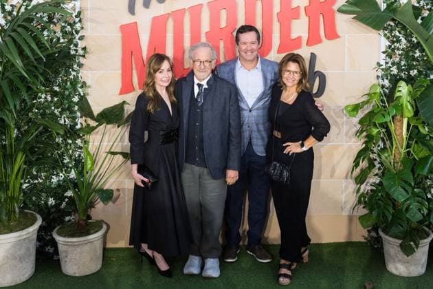 The Thursday Murder Club UK Premiere in London LONDON, UNITED KINGDOM - AUGUST 21: Amblin film executives, Kristie Macosko Krieger, Steven Spielberg, Jeff Small and Holly Bario attend the UK premiere of The Thursday Murder Club in Leicester Square Gardens in London, United Kingdom on August 21, 2025. Wiktor Szymanowicz Anadolu London United Kingdom. Editorial use only. Please get in touch for any other usage.  Copyright: x2025xAnadoluxWiktorxSzymanowiczx
