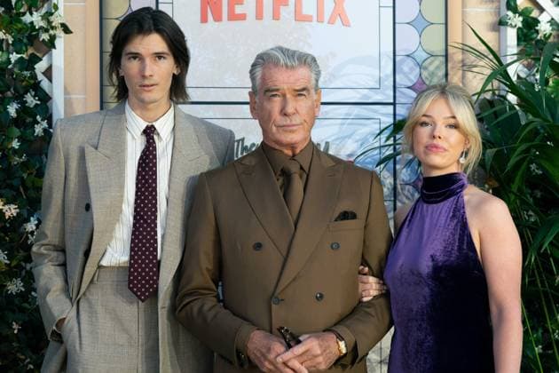 The Thursday Murder Club UK Premiere - Arrivals LONDON, UNITED KINGDOM - AUGUST 21: Pierce Brosnan (C), Dylan Brosnan (L) and Isabella Smith (R) attend The Thursday Murder Club UK Premiere at Leicester Square Gardens on August 21, 2025, Credit:Lounis Tiar Avalon United Kingdom, London, Leicester Square  Copyright: xLounisxTiarx xAvalonx 1030597345