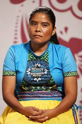 Mexico™s President Claudia Sheinbaum News Conference Raramuri athlete Maria Lorena Ramirez Nahueachi looks on during a press conference where talk about the Mexico Imparable Half Marathon a series of races in four destinations at the National Palace. on August 22, 2025, in Mexico City, Mexico. Mexico City CDMX Mexico Copyright: xLuisxBarronx