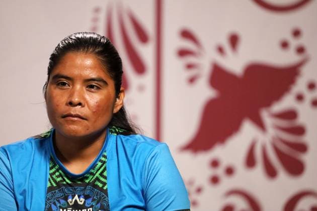 Mexico™s President Claudia Sheinbaum News Conference Raramuri athlete Maria Lorena Ramirez Nahueachi looks on during a press conference where talk about the Mexico Imparable Half Marathon a series of races in four destinations at the National Palace. on August 22, 2025, in Mexico City, Mexico. Mexico City CDMX Mexico Copyright: xLuisxBarronx