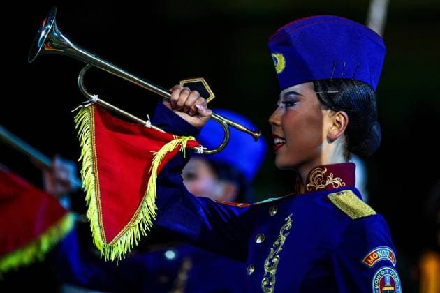 RUSSIA, MOSCOW - AUGUST 22, 2025: The Mongolian Military Song and Dance Academic Ensemble perform during the opening ceremony of the 17th Spasskaya Tower International Military Music Festival in Red Square Moscow Russia  - ZUMAt113 20250822_zaa_t113_422 Copyright: xSergeixBulkinx