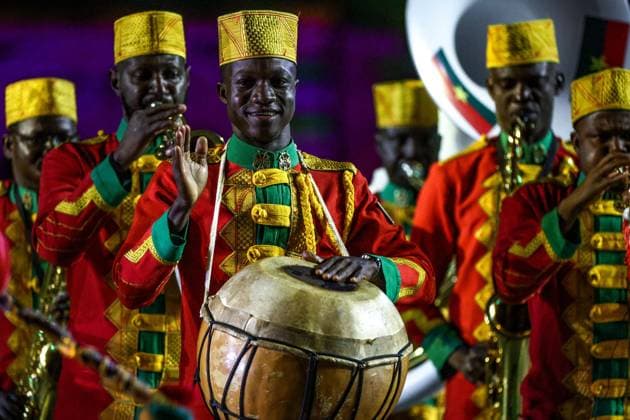 RUSSIA, MOSCOW - AUGUST 22, 2025: The Presidential Orchestra of Burkina Faso perform during the opening ceremony of the 17th Spasskaya Tower International Military Music Festival in Red Square Moscow Russia  - ZUMAt113 20250822_zaa_t113_438 Copyright: xSergeixBulkinx