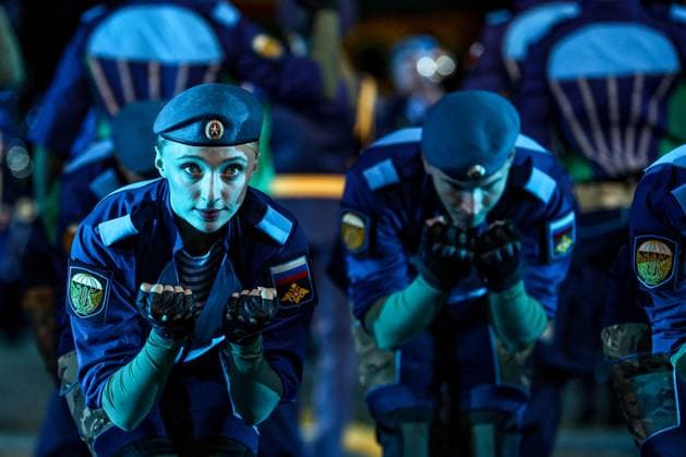 RUSSIA, MOSCOW - AUGUST 22, 2025: The Combined Band of the Russian Airborne Forces perform during the opening ceremony of the 17th Spasskaya Tower International Military Music Festival in Red Square Moscow Russia  - ZUMAt113 20250822_zaa_t113_466 Copyright: xSergeixBulkinx