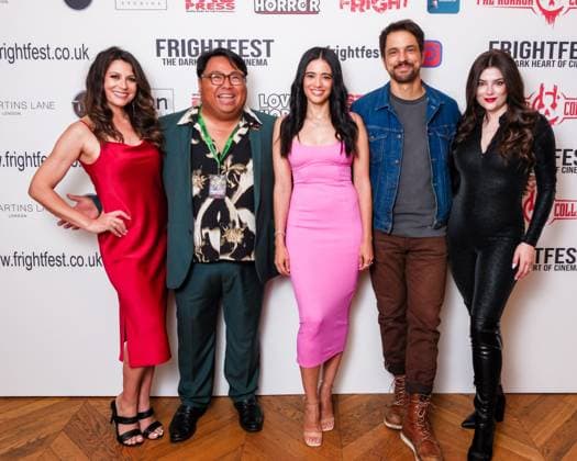 UK Premiere of Don t Let the Cat Out on Friday 22 August 2025 (L-R) Cerina Vincent, Tim Cruz, Edy Ganem, Jordan James Smith and Brittany Cavaco seen at the UK Premiere of Don t Let the Cat Out during Frightfest 2025 at ODEON LUXE Leicester Square, London on Friday 22 August 2025., Credit:Julie Edwards Avalon  Copyright: xJuliexEdwardsx xAvalonx 1030704908