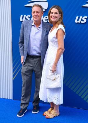 Celebs at The US Open 2025 - Arrival Michael Feldman and Savannah Guthrie attend the opening night gala at the US Open 2025 in New York, NY on August 25, 2025. Photo by Charles Guerin ABACAPRESS.COM New York City NY United States  Copyright: xGuerinxCharles ABACAx