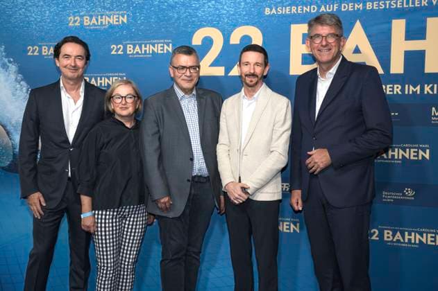 Martin Bachmann, Dorothee Erpenstein, Florian Herrmann, Oliver Berben and Wolfram Weimer at the premiere of the feature film 22 Bahnen in the Astor Film Lounge at Arri Munich, 24 08 2025 Foto:xN.xKolinzx xFuturexImagex bahnen_5803