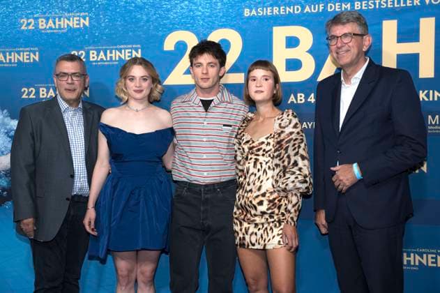 Florian Herrmann, Jannis Niewöhner, Luna Wedler, Caroline Wahl and Wolfram Weimer at the premiere of the movie 22 Bahnen in the Astor Film Lounge at Arri Munich, 24 08 2025 Foto:xN.xKolinzx xFuturexImagex bahnen_5806