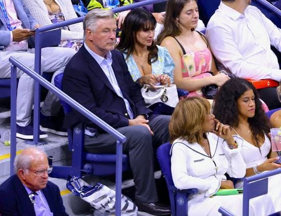 US Open - Celebs In The Stands Alec Baldwin and Hilaria Baldwin attend the US Open during the Novak Djokovic vs Learner Tien game in New York on August 24, 2025. Photo by Dylan Travis ABACAPRESS.COM New York City NY United States  Copyright: xDylanxTravis ABACAx