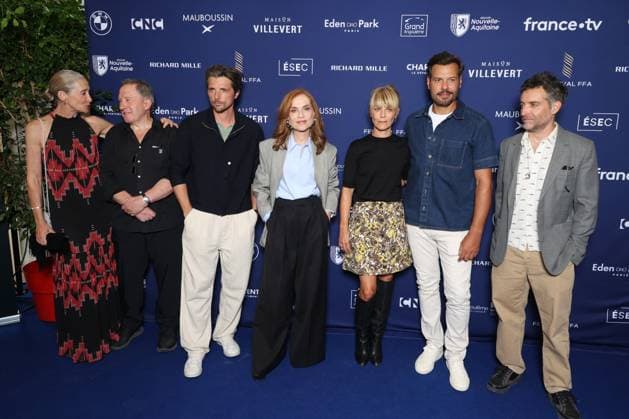 Angouleme Film Festival - La Femme la plus riche du Monde Premiere Anne Brochet, Andre Marcon, Raphael Personnaz, Isabelle Huppert, Marina Fois, Laurent Lafitte and Mathieu Demy attends La Femme la plus riche du Monde Premiere as part of the 18th Angouleme Film Festival in Angouleme, August 25, 2025, France. Photo by Jerome Domine ABACAPRESS.COM France  Copyright: xDominexJerome ABACAx