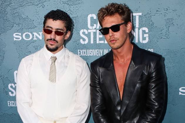 New York Premiere Of Columbia Pictures Caught Stealing MANHATTAN, NEW YORK CITY, NEW YORK, USA - AUGUST 26: Puerto Rican rapper, singer, actor, record producer and professional wrestler Bad Bunny (Benito Antonio Martinez Ocasio) and American actor, singer, and model Austin Butler arrive at the New York Premiere Of Columbia Pictures Caught Stealing held at Regal Union Square on August 26, 2025 in Manhattan, New York City, New York, United States., Credit:Image Press Agency Avalon United States, New York, New York City, Regal Union Square Copyright: xImagexPressxAgencyx xAvalonx 1031688057