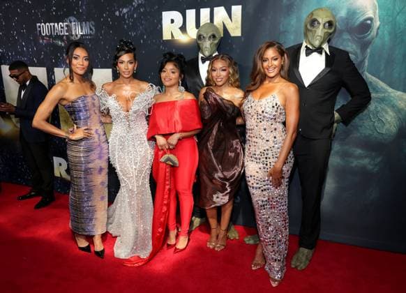 Annie Ilonzeh, Erica Mena, Erica Pinkett, Drew Sidora and Claudia Jordan attend the Los Angeles Premiere of Footage Films RUN at TCL Chinese Theatre in the Hollywood section of Los Angeles on Wednesday, August 27, 2025.  LAP20250827252 GREGxGRUDT