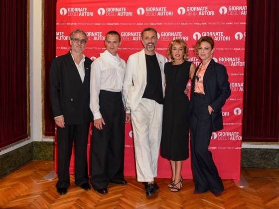 Venice, 82nd Venice International Film Festival 2025 - day 2 - presentation of the film La Gioia. In the photo: Francesco Colella, Saul Nanni, Nicolangelo Gelormini, Valeria Golino, Jasmine Trinca  Copyright: xFrancescaxViecelix xipa-agency.netx xFrancescaxViecelix IPA_Agency_IPA63488148