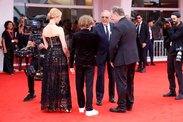 Andrea Waskovics, Bojtorjan Barabas, Alberto Barbera and Gregory Gadebois at the premiere of the feature film Ãrva Orphan at the Biennale di Venezia 2025 82 Venice International Film Festival at the Palazzo del Cinema Venice, 28 08 2025 Foto:xD.xBedrosianx xFuturexImagex orphan_5873