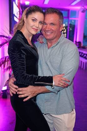 Yvonne Woelke with friend Peter Klein at the premiere event of THE POWER by Joyn at the Alice Rooftop Garden in Berlin on 28 08 2025