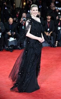 American actress director Greta Gerwig attends the premiere of Jay Kelly at the 82nd Venice Film Festival in Venice, Italy on Thursday, August 28, 2025.  VEN20250828190 RUNExHELLESTAD
