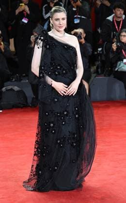 American actress director Greta Gerwig attends the premiere of Jay Kelly at the 82nd Venice Film Festival in Venice, Italy on Thursday, August 28, 2025.  VEN20250828191 RUNExHELLESTAD