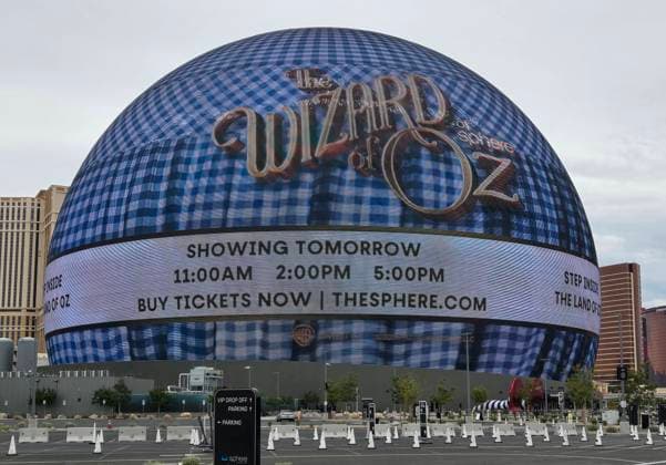 LAS VEGAS, NV - AUGUST 28: Sphere Exterior at the world premiere of The Wizard of Oz at Sphere in Las Vegas, Nevada on August 28, 2025. Copyright: xDeexCeexCarterx