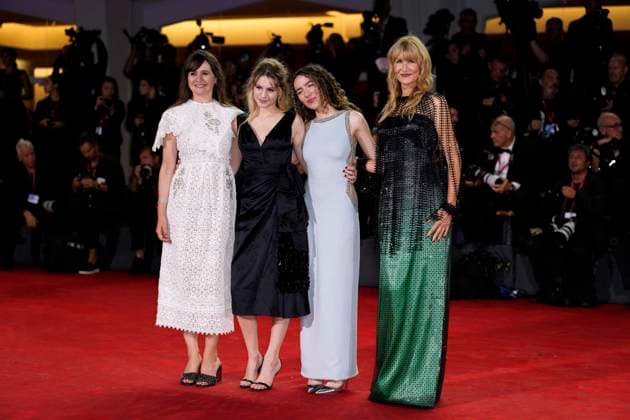 Jay Kelly red carpet at the 82nd Venice International Film Festival in Venice Lido - 28 Aug 2025 US actress Laura Dern, Jaya Harper, May Nivola and British actress Emily Mortimer attend the red carpet for the screening of the movie Jay Kelly presented in competition at the 82nd International Venice Film Festival. Venice Lido Italy Copyright: xDanielexCifalax xSOPAxImagesx _CIF4893