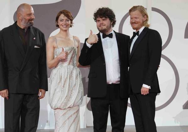 CELEBRITES : Festival international du film de Venise - Venice, Italy, 28th August, 2025. YORGOS LANTHIMOS ,EMMA STONE , AIDAN DELBIS , JESSE PLEMONS attending the Bugonia Premiere as part of the 82nd Venice International Film Festival at the Lido in Venice, Italy Laurent Lairys PSNEWZ VENISEItaly  Copyright: xLaurentxLairysx