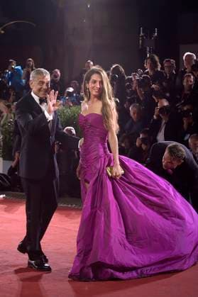 Amal Clooney and George Clooney attend the Jay Kelly red carpet during the 82nd Venice International Film Festival on Thursday, August 28, 2025 in Venice, Italy.  VEN20250828220 RoccoxSpaziani