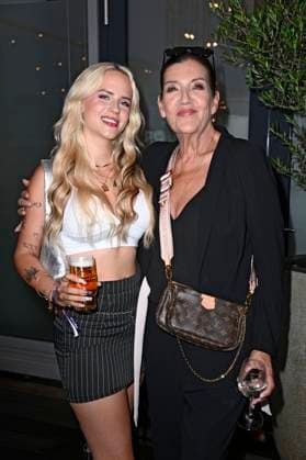 Gina Beckmann and Katy Karrenbauer at the premiere of the reality show The Power at Alice Rooftop Garden Berlin, 28 08 2025 Foto:xN.xKubelkax xFuturexImagex power_5866