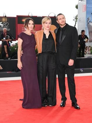 Venice, 82nd Venice International Film Festival 2025 - evening 3 - red carpet of the film A Pied D Oeuvre In the photo: Virginie Ledoyen, Valerie Donzelli, Bastien Bouillon  Copyright: xAlbertoxTerenghix xipa-agency.netx xPoolxPhotoxEventsx06x IPA_Agency_IPA63580929