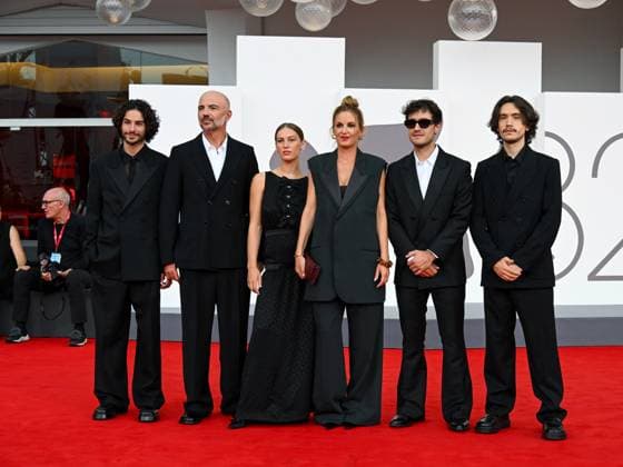 Venice, ITALY: Venice, 82nd Venice International Film Festival 2025 - evening 3 - red carpet of the film A Pied D Oeuvre - In the photo: Sayyid El Alami, Julien Colonna, Lou Lampros, Agathe Riedinger, Zoran Boukherma, Ludovic Boukherma Venice ITALY  - ZUMAp169 20250829_zea_p169_678 Copyright: xManuelexMangiarottix