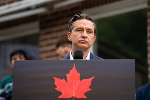 August 29, 2025, Toronto, On, Canada: Conservative Party Leader Pierre Poilievre speaks to the media during an announcement in Brampton, Ont., on Friday, August 29, 2025. Toronto Canada  - ZUMAc35_ 20250829_zaf_c35_016 Copyright: xArlynxMcadoreyx