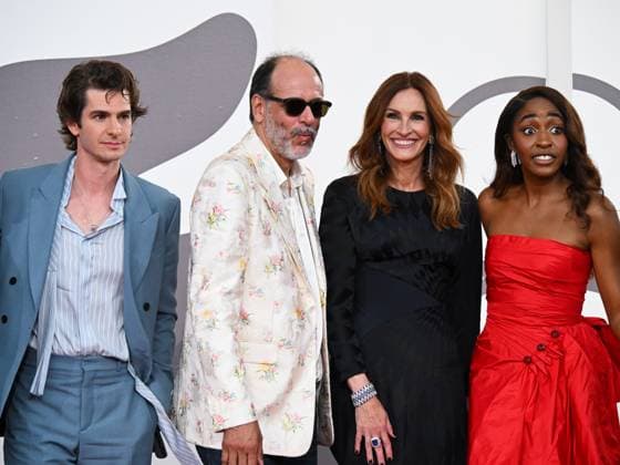 Venice, 82nd Venice International Film Festival 2025 - evening 3 - red carpet of the film After The Hunt - In the photo: Andrew Garfield, Luca Guadagnino, Julia Roberts, Ayo Edebiri, Malik Hassan Sayeed  Copyright: xManuelexMangiarottix xipa-agency.netx xPoolxPhotoxEventsx06x IPA_Agency_IPA63586004
