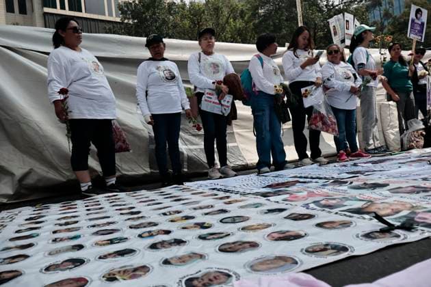 August 30, 2025, Mexico, Cdmx, Mexico: To commemorate the International Day of the Victims of Enforced Disappearances, a group of search groups gathered at the Glorieta de las y los Desaparecidos (Glorieta of the Disappeared) in Mexico City. Here, they held an ecumenical event in memory of their missing relatives throughout the country. During this demonstration, they cleaned the wall covering the roundabout to post more and new search cards. The missing persons crisis in Mexico is growing daily, with more than 130,000 missing persons reported so far this year. Mexico Mexico - ZUMAp204 20250830_zip_p204_009 Copyright: xJosuexPerezx