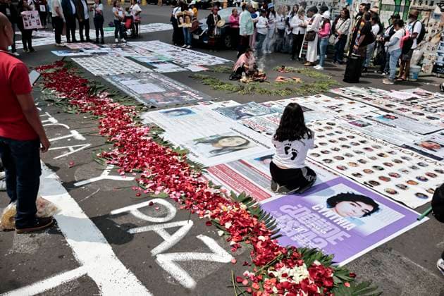August 30, 2025, Mexico, Cdmx, Mexico: To commemorate the International Day of the Victims of Enforced Disappearances, a group of search groups gathered at the Glorieta de las y los Desaparecidos (Glorieta of the Disappeared) in Mexico City. Here, they held an ecumenical event in memory of their missing relatives throughout the country. During this demonstration, they cleaned the wall covering the roundabout to post more and new search cards. The missing persons crisis in Mexico is growing daily, with more than 130,000 missing persons reported so far this year. Mexico Mexico - ZUMAp204 20250830_zip_p204_032 Copyright: xJosuexPerezx