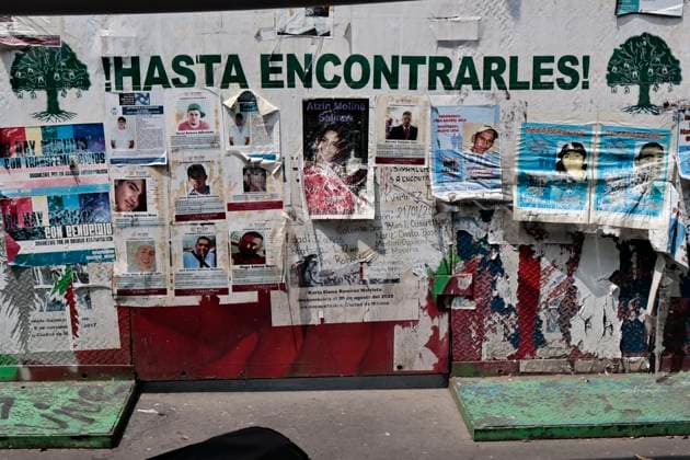 August 30, 2025, Mexico, Cdmx, Mexico: To commemorate the International Day of the Victims of Enforced Disappearances, a group of search groups gathered at the Glorieta de las y los Desaparecidos (Glorieta of the Disappeared) in Mexico City. Here, they held an ecumenical event in memory of their missing relatives throughout the country. During this demonstration, they cleaned the wall covering the roundabout to post more and new search cards. The missing persons crisis in Mexico is growing daily, with more than 130,000 missing persons reported so far this year. Mexico Mexico - ZUMAp204 20250830_zip_p204_036 Copyright: xJosuexPerezx