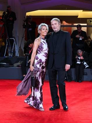 Venice, ITALY: Venice, 82nd Venice International Film Festival 2025 - Evening 4 - Red Carpet of the Film The Last Viking - In the photo: Mads Mikkelsen, Hanne Jacobsen Venice ITALY  - ZUMAp169 20250830_zea_p169_2128 Copyright: xManuelexMangiarottix