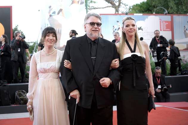 Guillermo del Toro and Kim Morgan attend the Frankenstein red carpet during the 82nd Venice International Film Festival on Saturday, August 30, 2025 in Venice, Italy.  VEN20250830243 RoccoxSpaziani