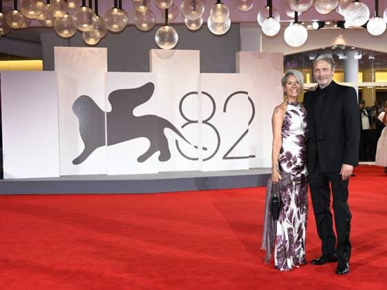 Venice, Italy: Venice, 82nd Venice International Film Festival 2025 - Evening 4 - Red Carpet for the film The Last Viking . Pictured: Mads Mikkelsen with his wife Hanne Jacobsen. Venice Italy  - ZUMAp169 20250830_zea_p169_1861 Copyright: xSimonexComix