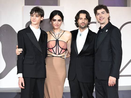 Venice, Italy: Venice, 82nd Venice International Film Festival 2025 - Evening 4 - Red Carpet for the film The Valley of Smiles. Pictured are Giulio Feltri, Romana Maggiora Vergano, Paolo Strippoli, and Michele Riondino. Venice Italy  - ZUMAp169 20250830_zea_p169_1961 Copyright: xSimonexComix