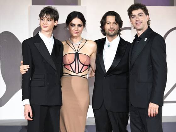 Venice, Italy: Venice, 82nd Venice International Film Festival 2025 - Evening 4 - Red Carpet for the film The Valley of Smiles. Pictured are Giulio Feltri, Romana Maggiora Vergano, Paolo Strippoli, and Michele Riondino. Venice Italy  - ZUMAp169 20250830_zea_p169_1962 Copyright: xSimonexComix