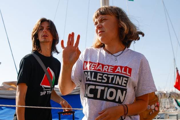 The Global Sumud Flotilla sets sail from Barcelona to Gaza with more than 20 ships and more than 300 people Ka activist Greta Thunberg before the farewell to the Global Sunat Flotilla in the Port of Barcelona, August 31, 2025, in Barcelona, Catalunya Espana The Global Sumud Flotilla sets sail from the Mediterranean to confront Israels illegal blockade and get humanitarian aid to Gaza The flotilla exceeds 20 boats and 300 people with activists from 44 different countries, who are expected to be joined by other vessels when they arrive in Tunis on Thursday, September 4 31 AUGUST 2025 GLOBAL SUMUD FLOAT BARCELONA CATALUNYA Kike Rincó Barcelona Catalunya Barcelona Catalunya Catalunya Espana  Copyright: xKikexRinconx 6925267